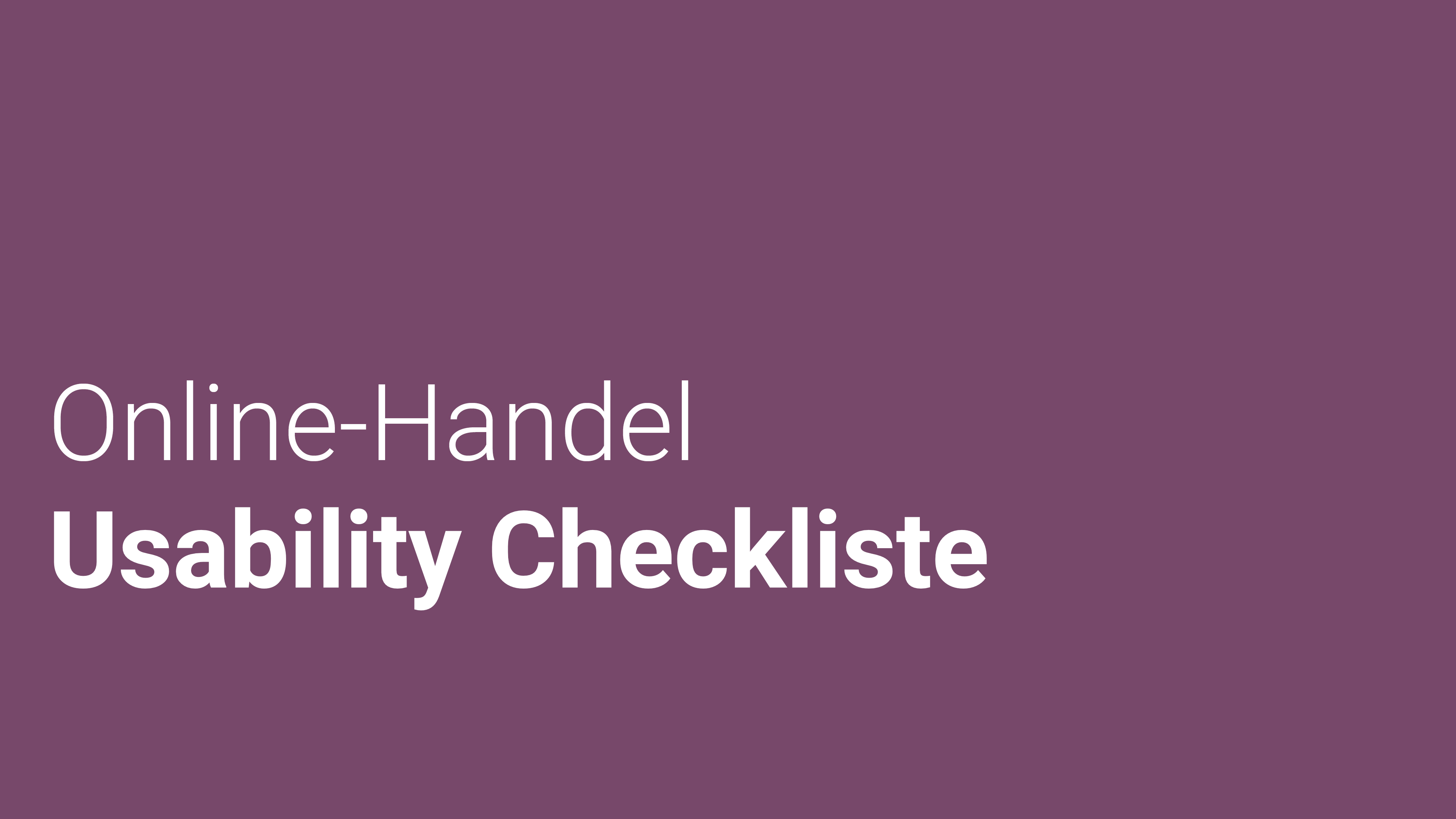 Usability Checkliste